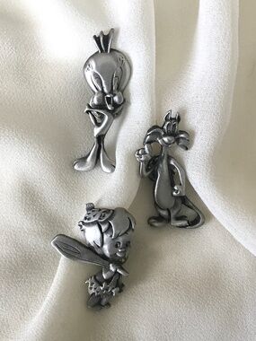 Vintage Tweety Bird, Sylvester The Cat, & Bamm-Bamm Rubble Pins